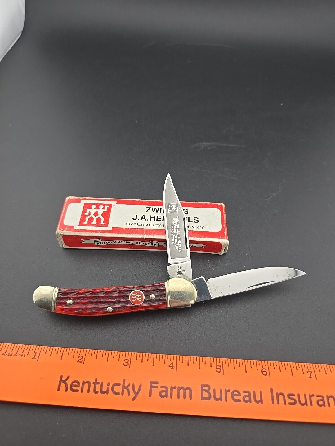 J. A. Henckels GERMANY HK 4-B Premium RED BONE STAG HANDLE FOLDING KNIFE