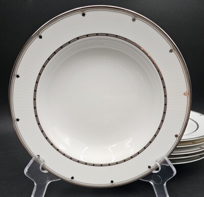 Mikasa CITY LIGHTS Set(s) Rim Soup Bowls MINT Modern Platinum White