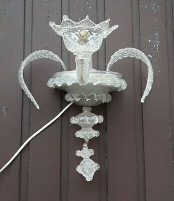 Wandlampe Muranolampe Wandapplike Klarglas Blätter 50er Italien Sammlerstück .