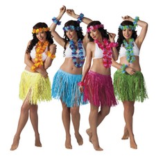 Hawaiian Leis Grass Skirt Flower Garlands five Piece set