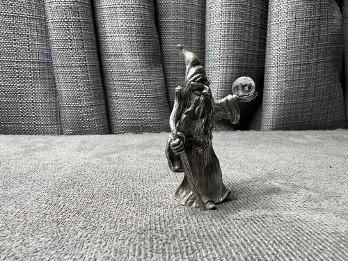 Pewter Spoontiques 538 Wizard Merlin Crystal Ball Staff 1984 2.5 Inch - Picture 4 of 7