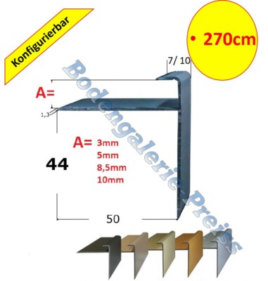 3-10x44mm  2,70m  Treppenkantenprofil Winkelprofil  F-Form Vinyl Laminat Parkett