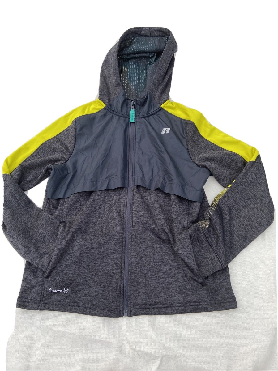 Russell Dri-Power 360 Training Fit Jacket Size Youth XL Gray/Neon Full Zip  Up
