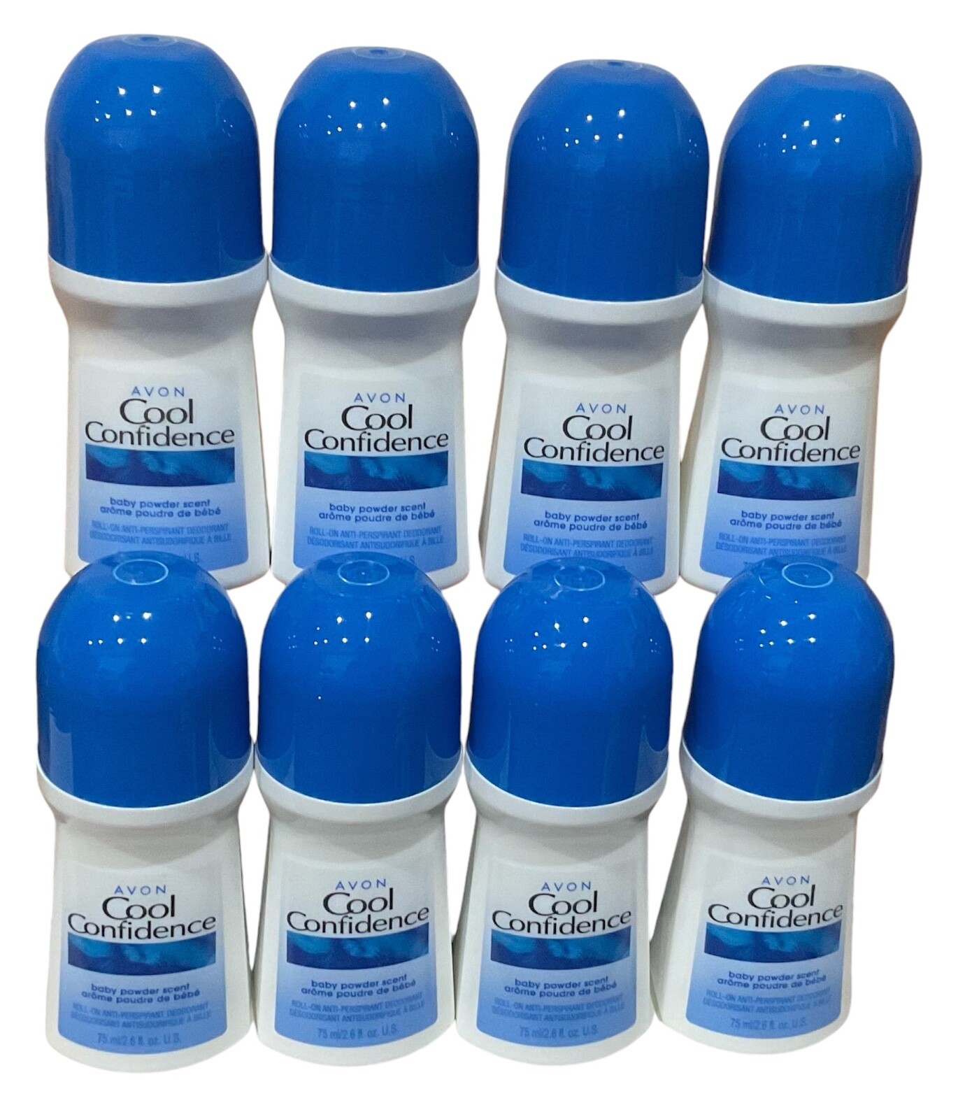 8-Avon COOL CONFIDENCE Baby Powder Scent Roll-on Deodorant (2.6 fl.oz )