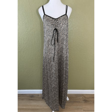 Vintage Diane Von Furstenberg Women's M Leopard Print Long Nightgown Slip Dress