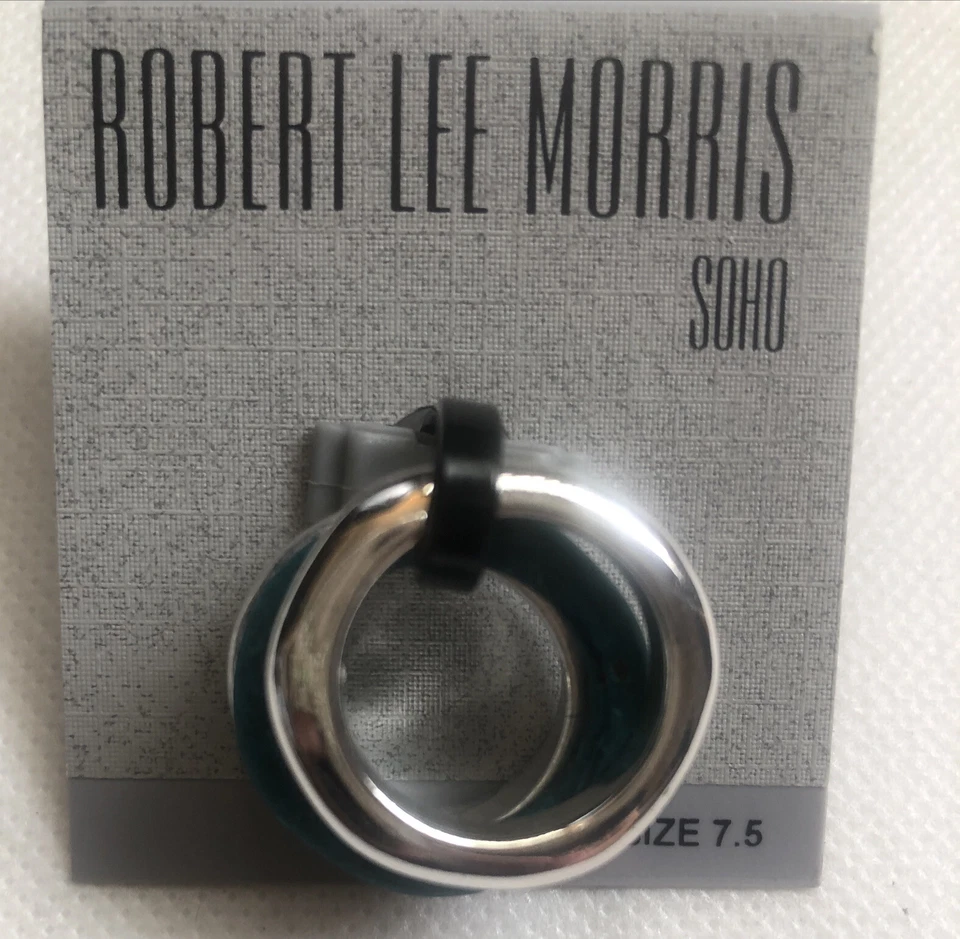 Anillos apilables Robert Lee Morris Soho plata y azul verde pátina talla 7,5 nuevos con etiquetas Foto 2 de 4