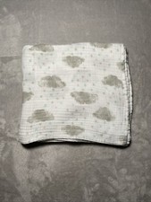 Aden  Anais Baby Muslin Blanket Cloud Gray Teal Star White Cotton Swaddle Lovey