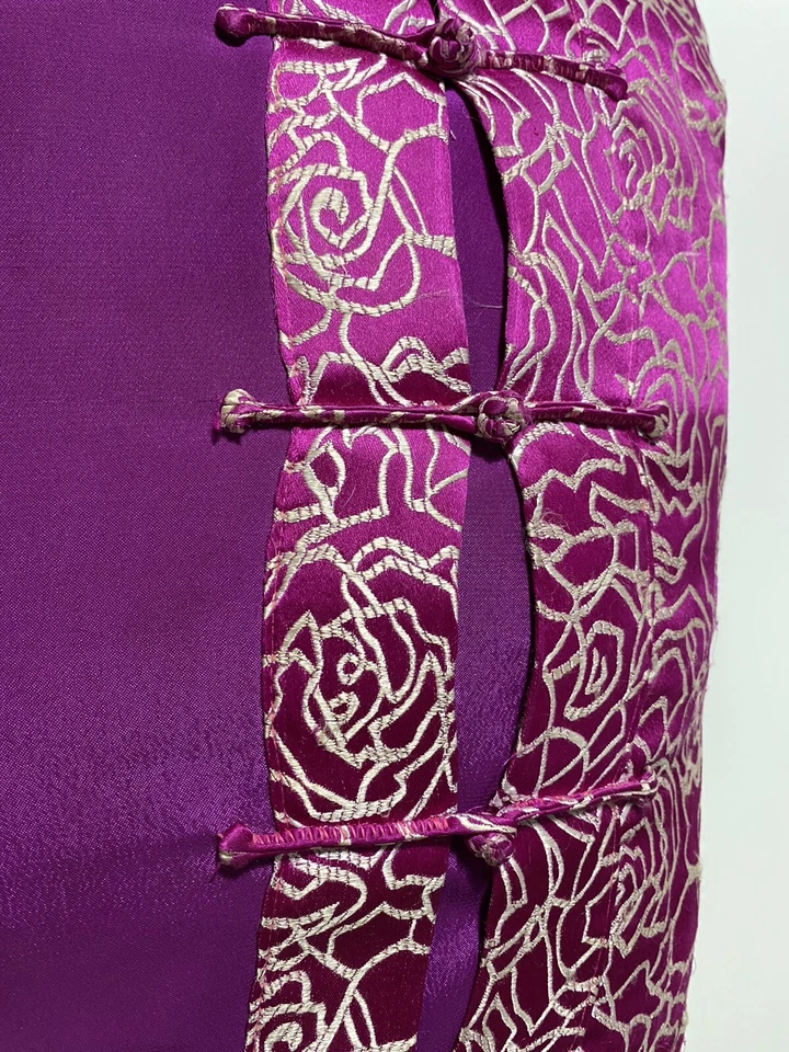 Vintage Pillow Purple Satin Asian Style 14” Sq Bohemian Gypsy - Image 2 of 4