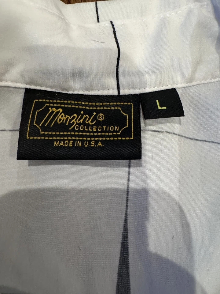 Camisa Manzini Para Hombre Grande Abotonada Manga Larga Patrón Blanco Ver Fotos Foto 4 de 4