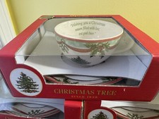Spode Christmas Tree Teacup  Saucer Sentiment RARE Set New In Box