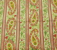Somerset BTY P&B Textiles Coral Dusty Red Green Tan Paisley Stripe