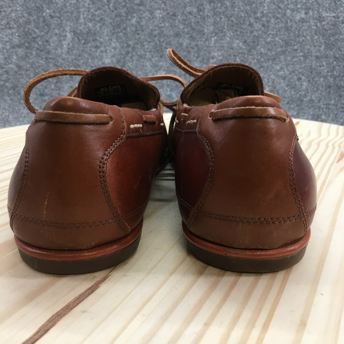 Aldo Shoes Mens 9 Flats Slip On Loafers Brown Leather Moc  display picture 3