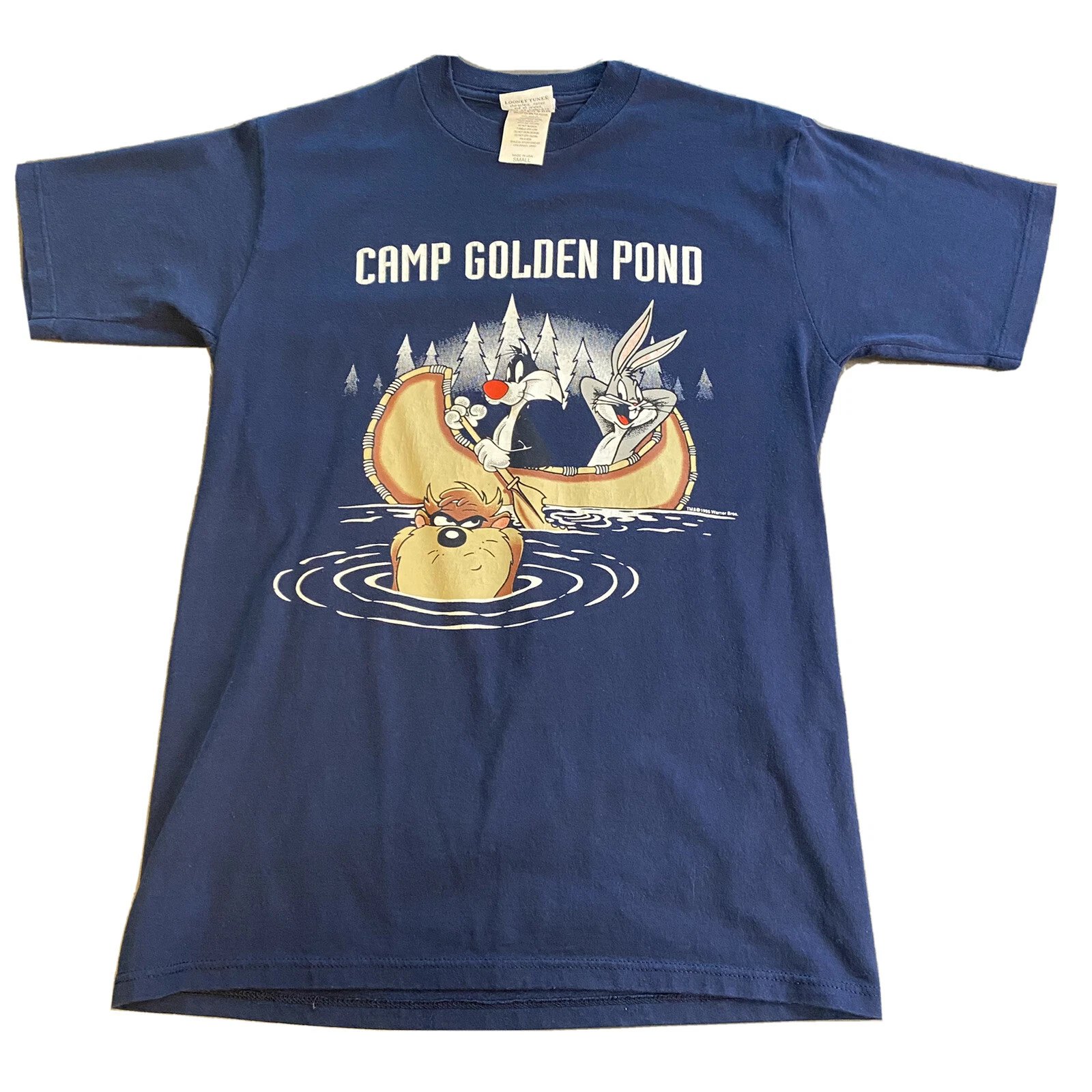Vintage 1995 1996 Camp Golden Pond Looney Tunes Bugs Bunny Small Tee Shirt Taz