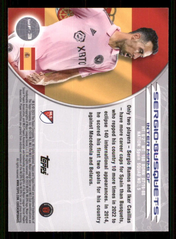 2023 Finest MLS World's Finest #WF3 Sergio Busquets - Image 2 of 2