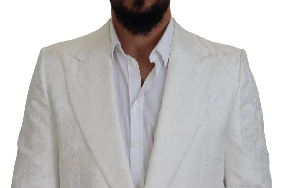 DOLCE & GABBANA Jacket White Floral Brocade Trench Coat IT48/US38/M RRP 4430usd - Image 4 of 4