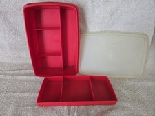 Vintage Tupperware Tuppercraft Stow-N-Go Sewing Craft Cash Red 767-13