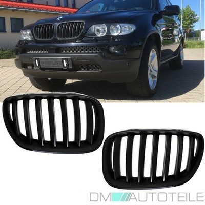 SET 2x Kühlergrill Schwarz Matt passend für BMW X5 E53 Facelift 2003-2007 LCI +M