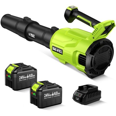 Cordless Leaf Blower 750CFM 250MPH 2x6.0Ah Battery LCD Screen SILVEL