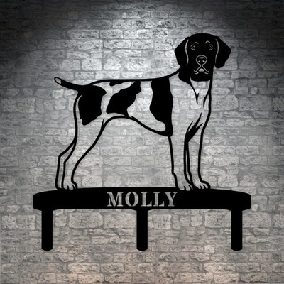 Personalized German Shorthaired Pointer Garden Name Metal Sign With Stakes