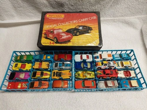 Matchbox 24 Count Vintage Black Case with 24 Porsche and Import Models LOOK!