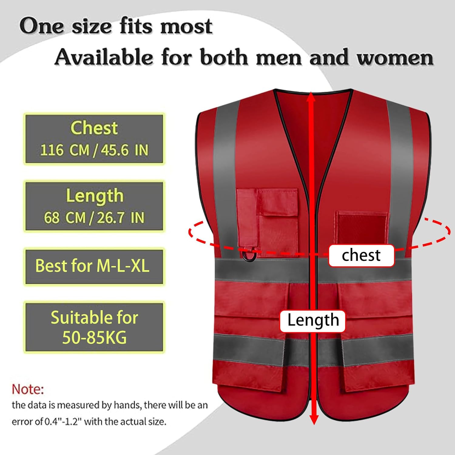 Safety Vests 20 Pack,Hi Vis Construction Vest with 5 Pockets - second product detail image