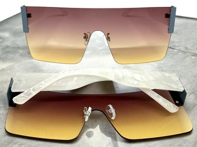 Übergröße Übertrieben Klassisch Elegant Moderne Shield Sonnenbrille Groß Randlos