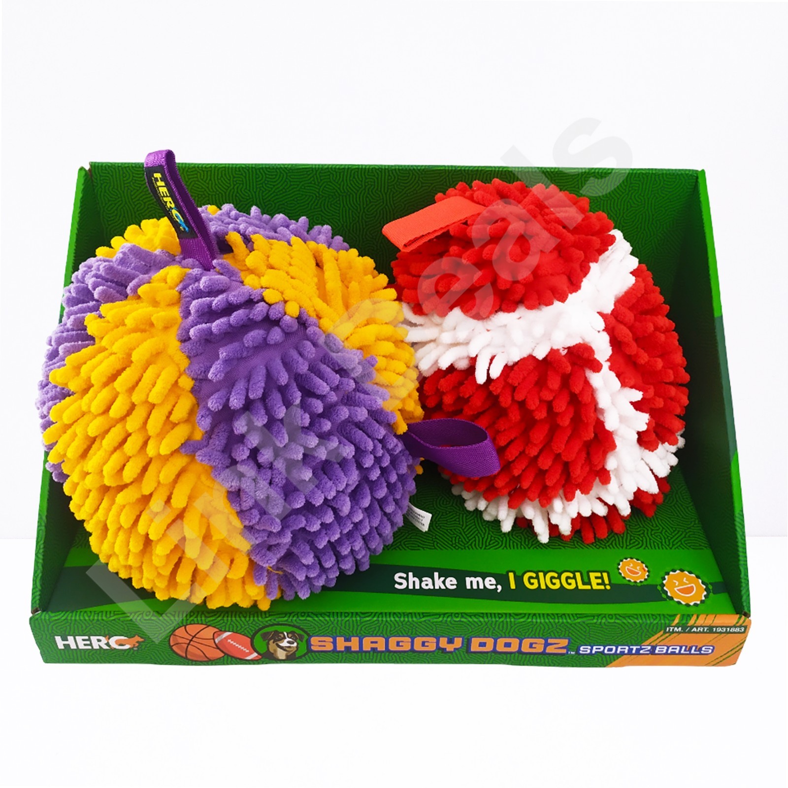 NEW HERO Shaggy Dogz Sportz Balls Plush Dog Toy 2-Pack &ndash; S
