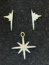 Apm Monaco meteorite cubic zirconia sterling silver earrings pendant set Womens