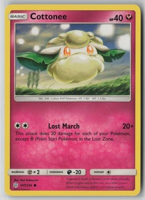 Cottonee 147/236 Pokemon TCG Sun Moon Sm-Cosmic Eclipse Regular (Near Mint) NM 1