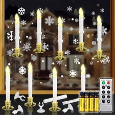 10 Set Christmas Window Candles Lights with Timer Battery Operated Electric L...