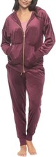 Velour Track Suit Hoodie  Jogger Set By Felina Women's M Burgundy M0448