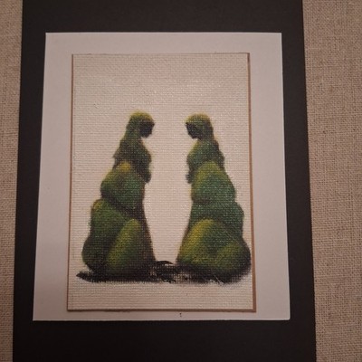 ACEO Moss Rock figure  painting ' stick together by Stacy Singleton