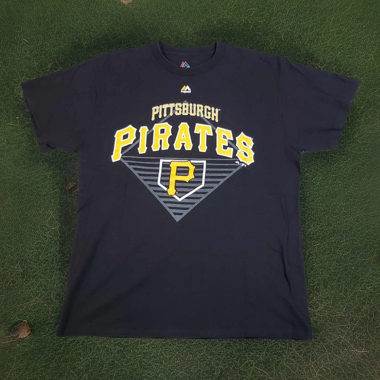 Pittsburgh Pirates T Shirt Mens Large L Black Majestic MLB