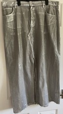 Marks and Spencer Women's Skirt UK 20R.Silver-shiny.maxi.cotton.5 Pockets.denim.