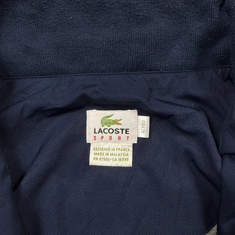 Lacoste Windbreaker Medium Men’s Navy White Graphic Print Logo Full Zip Hooded image 9