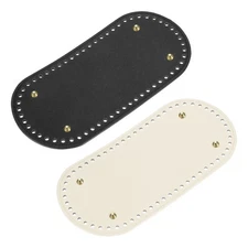 Oval Bag Bottom Shaper Pad, 2Pcs 220x100mm PU Leather Bag Base, Black+White