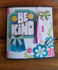Handmade Scrapbook Junk Journal Folio Album 5.5"x6.25" "Be Kind" Theme