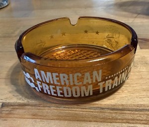 Vintage 1976 American Freedom Train Commemorative Amber Glass Ashtray