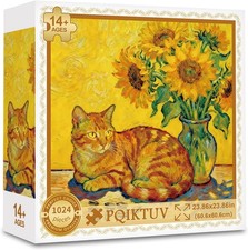 Sunflowers and Cats 1024 Pc Jigsaw Puzzle, Brand New-Sealed Box 