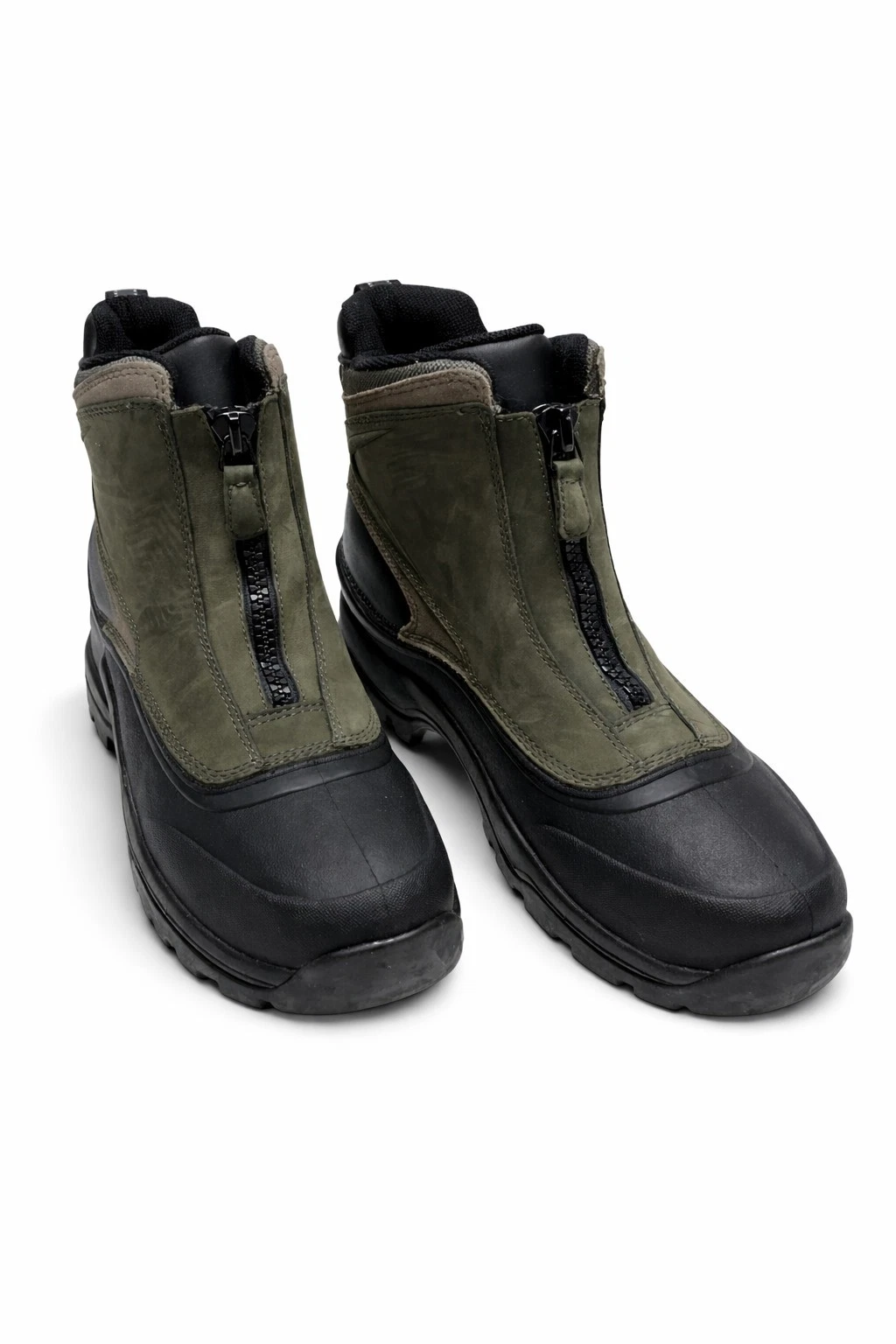 Land’s End Insulated Snow Boots Mens 8.5D Green Black Zip Winter Waterproof