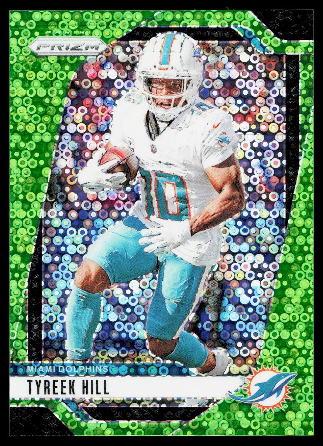 2024 Panini Prizm Tyreek Hill No Huddle Neon Green #'d /10 - Dolphins #177