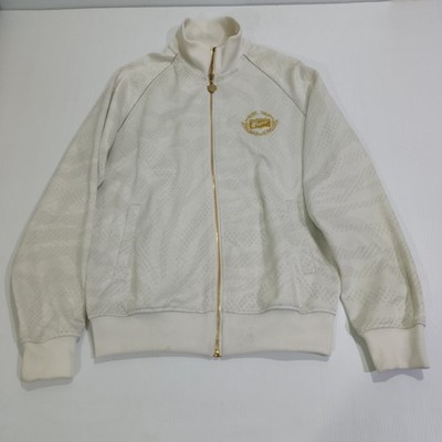 Onitsuka Tiger Track Jacket Mens S Small White Gold Embroidery Full Zip 