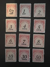 US J88 - J99 1/2c-50c  Postage Due Short Stamp Set MNH OG T17389