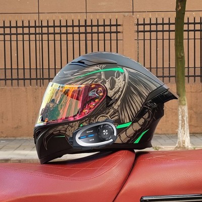 Full Face Motorcycle Helmet Built-in Bluetooth Intercom Camera Motorbike Helmets