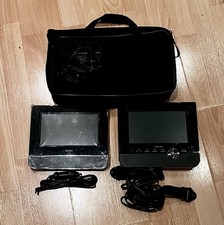 TECHNIKA PDVDTWINSS10 7" Screen Portable LCD DVD Player Black Fully Working Set