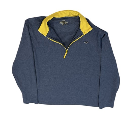 Kid’s Vineyard Vines Blue & Yellow 1/4 Zip Performance Fleece: Size XL