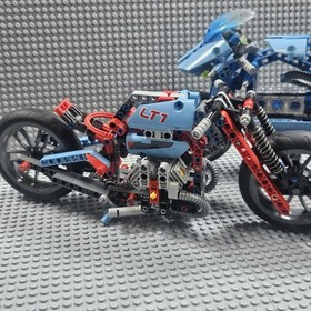 LEGO Technic Motorcycle Lot - Large Scale Blue MOC & 42036 Street Bike - Working