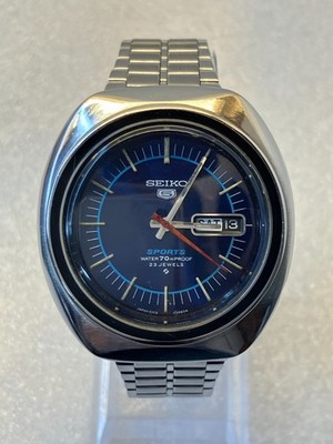 Vintage Seiko 5 Sports 6309-8999 70m Proof 23J Automatic Watch Blue Dial Japan