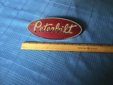Vintage 8 Oval Red Silver Peterbilt Semi Truck Metal Badge Or Emblem Vintage 8 Oval Red Silver Peterbilt Semi Truck Metal Badge Or Emblem