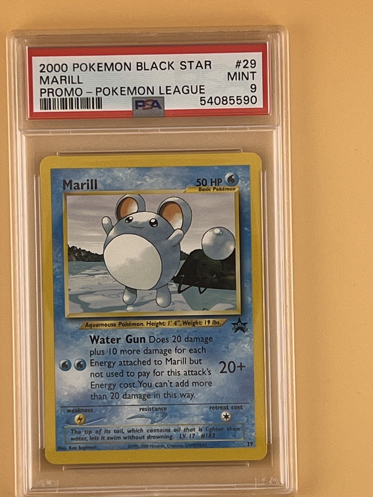2000 POKEMON PROMO BLACK STAR POKEMON LEAGUE #29 MARILL PSA 9